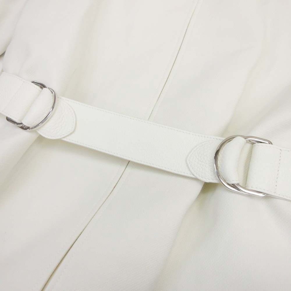 Hermes Volume Color Coat Deerskin Trim Jacket Knit Lining 34 White Off