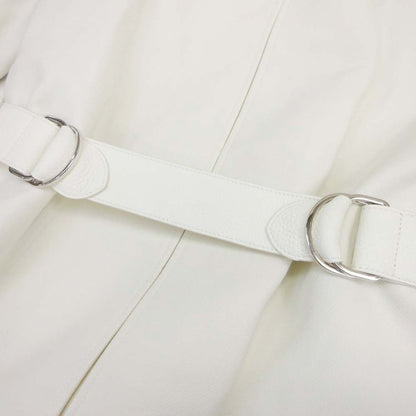 Hermes Volume Color Coat Deerskin Trim Jacket Knit Lining 34 White Off