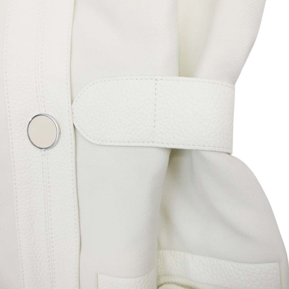 Hermes Volume Color Coat Deerskin Trim Jacket Knit Lining 34 White Off