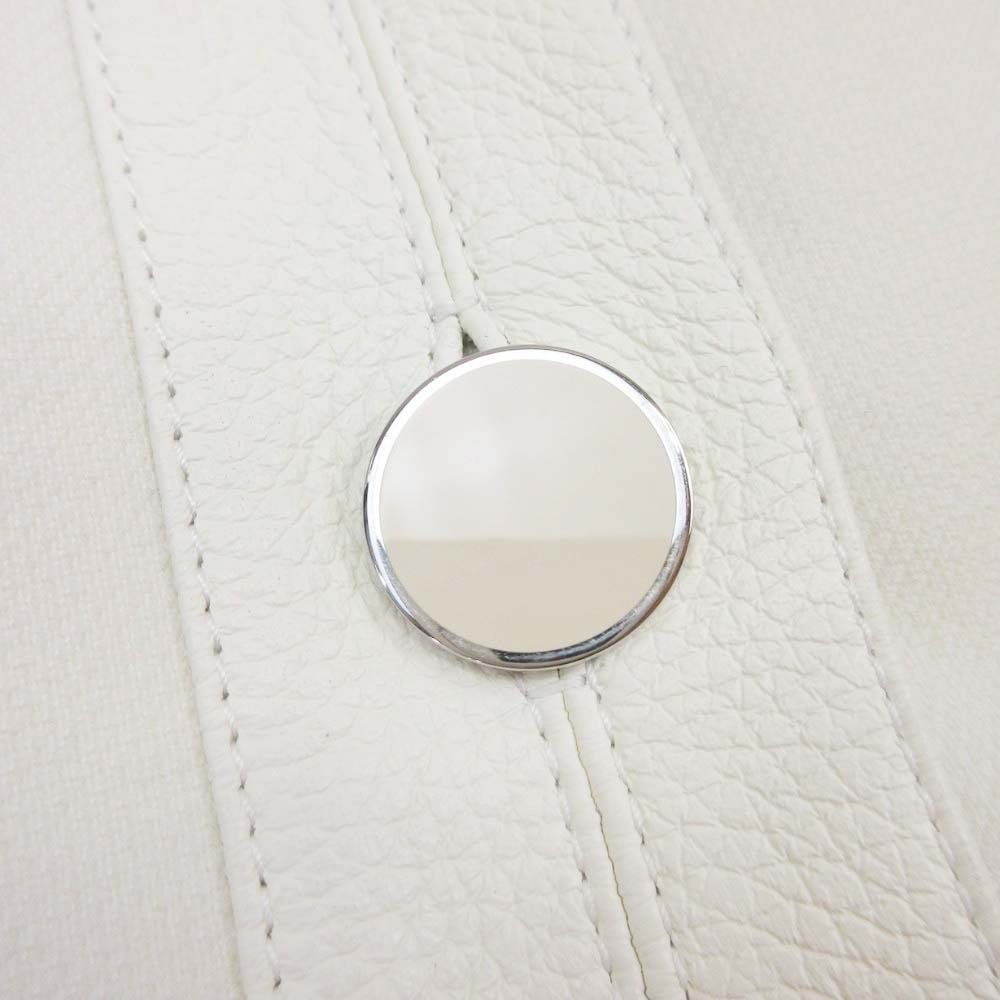 Hermes Volume Color Coat Deerskin Trim Jacket Knit Lining 34 White Off
