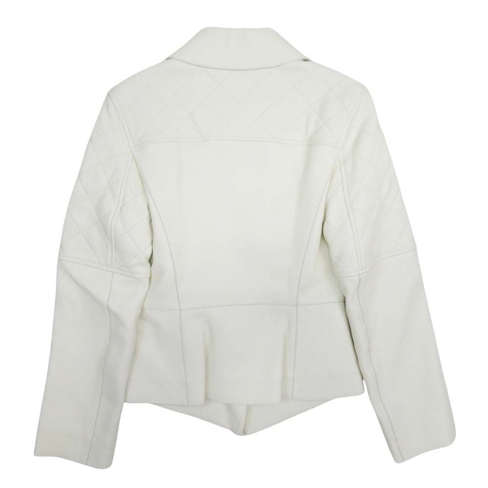 Hermes Deerskin Double Riders Jacket Quilted 34 White