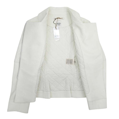 Hermes Deerskin Double Riders Jacket Quilted 34 White