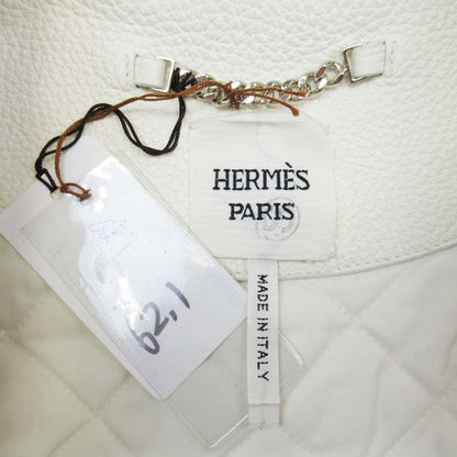 Hermes Deerskin Double Riders Jacket Quilted 34 White