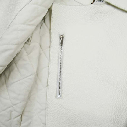 Hermes Deerskin Double Riders Jacket Quilted 34 White