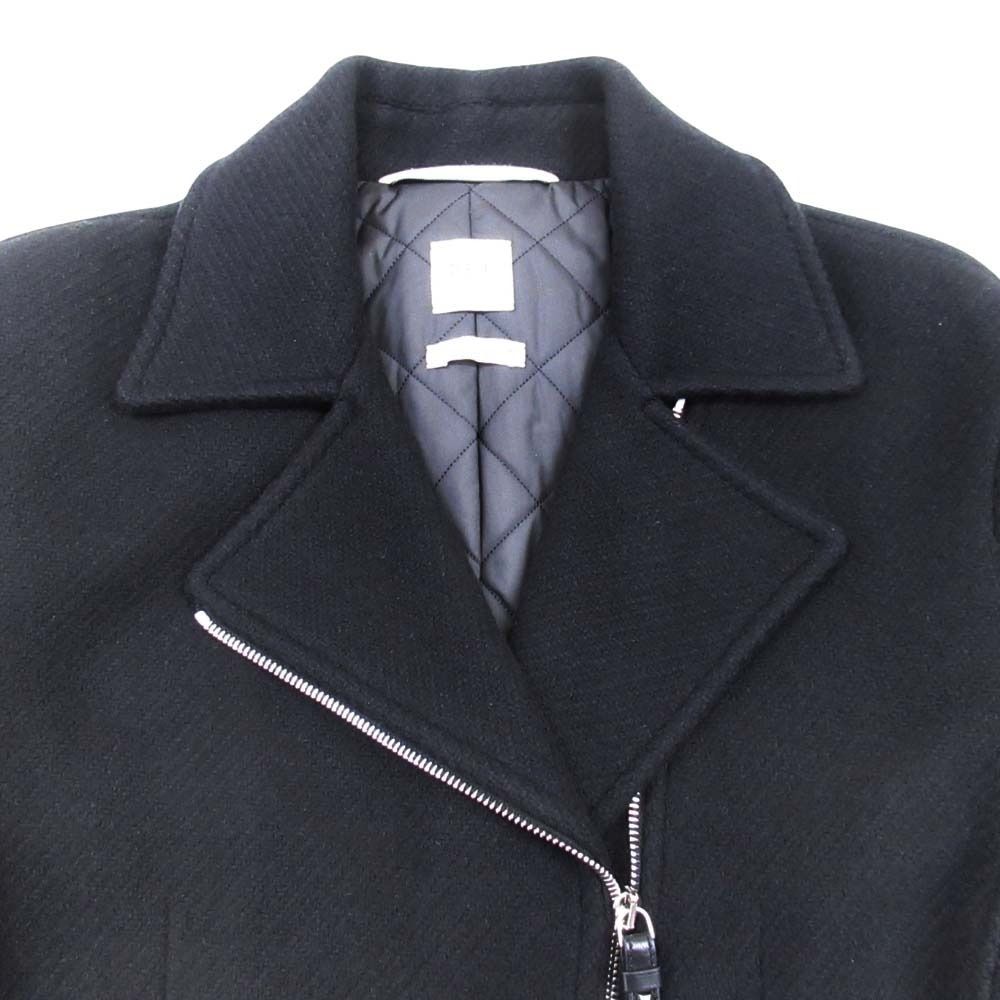 Hermes Cashmere 100% Double Rider Jacket Quilted Lining Medle 40 Black