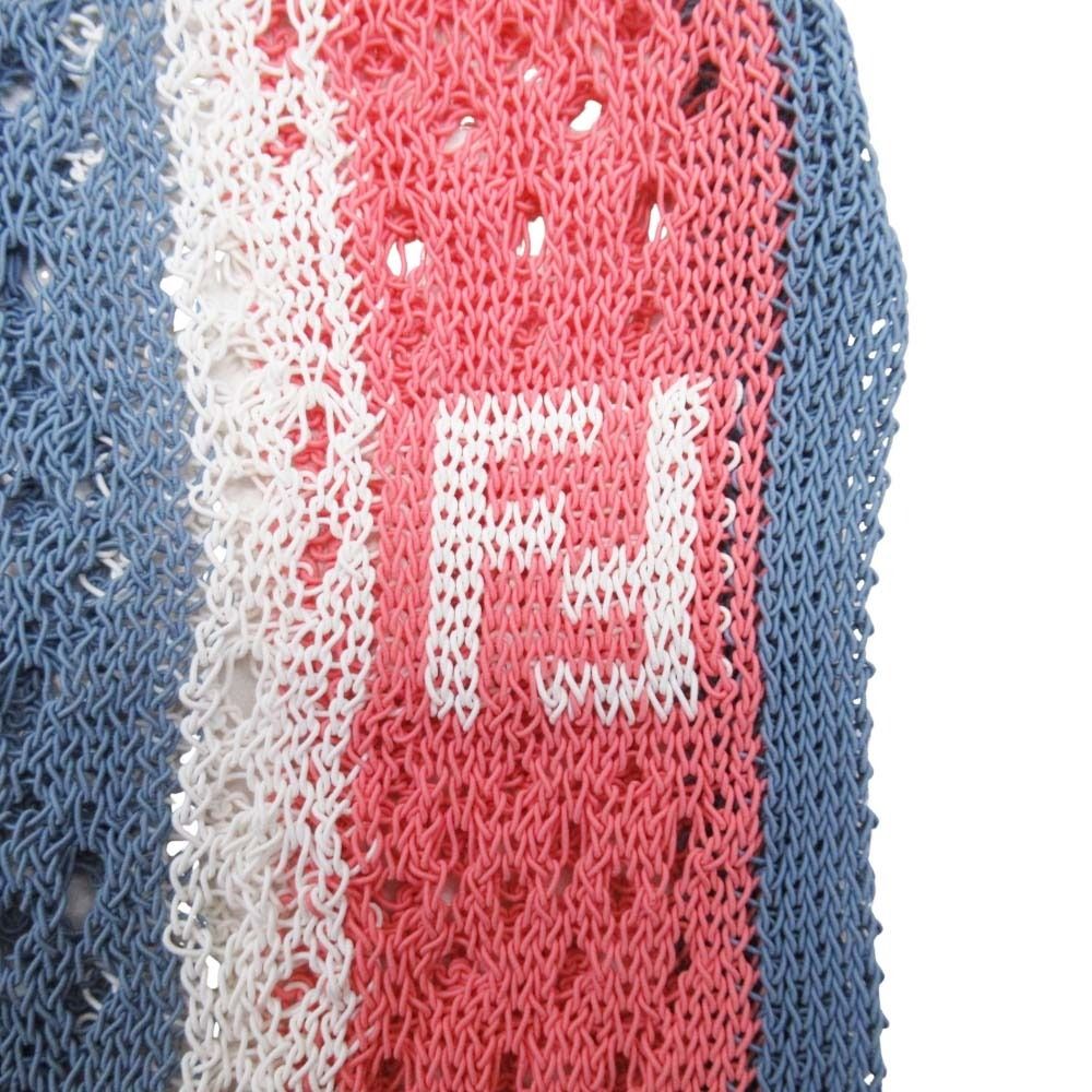 Fendi Stripe Logege Knit FF Logo Short Sleeve Summer Sweater Top 36 Multicolor