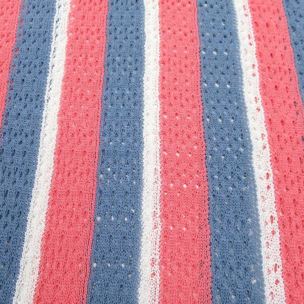 Fendi Stripe Logege Knit FF Logo Short Sleeve Summer Sweater Top 36 Multicolor