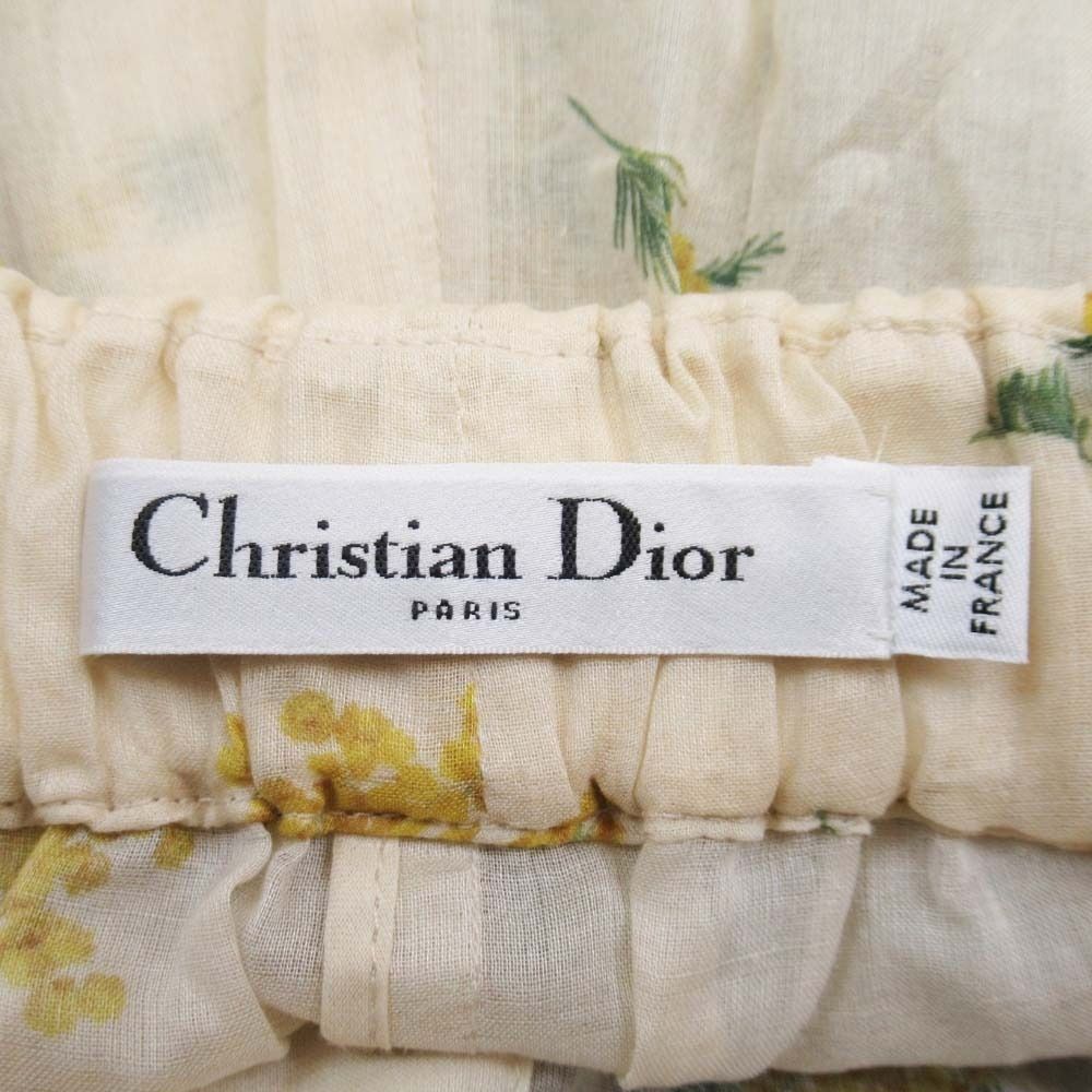 Dior Floral Shorts Crochet Lace Mimosa Bee Embroidery 36 Beige