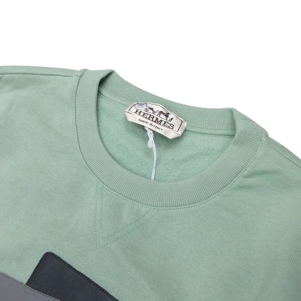 Hermes Etriers Decales Armor Leather Patch Sweatshirt Shirt Brushed Lining