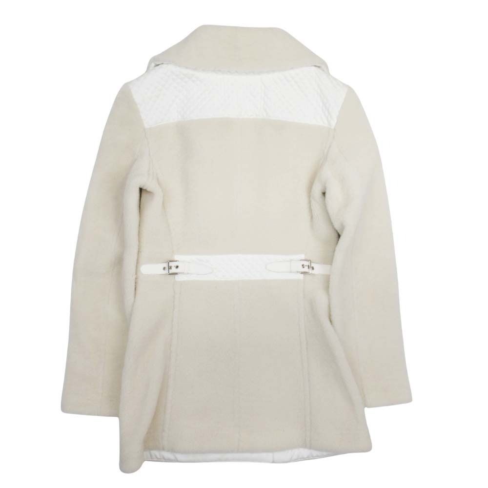 Hermes Shearling Boa Quilted Trim Coat Jacket Series Button 34 Off White