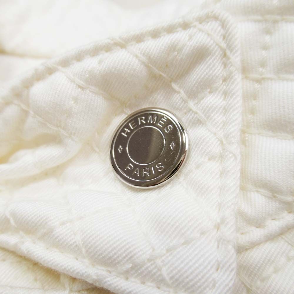 Hermes Shearling Boa Quilted Trim Coat Jacket Series Button 34 Off White