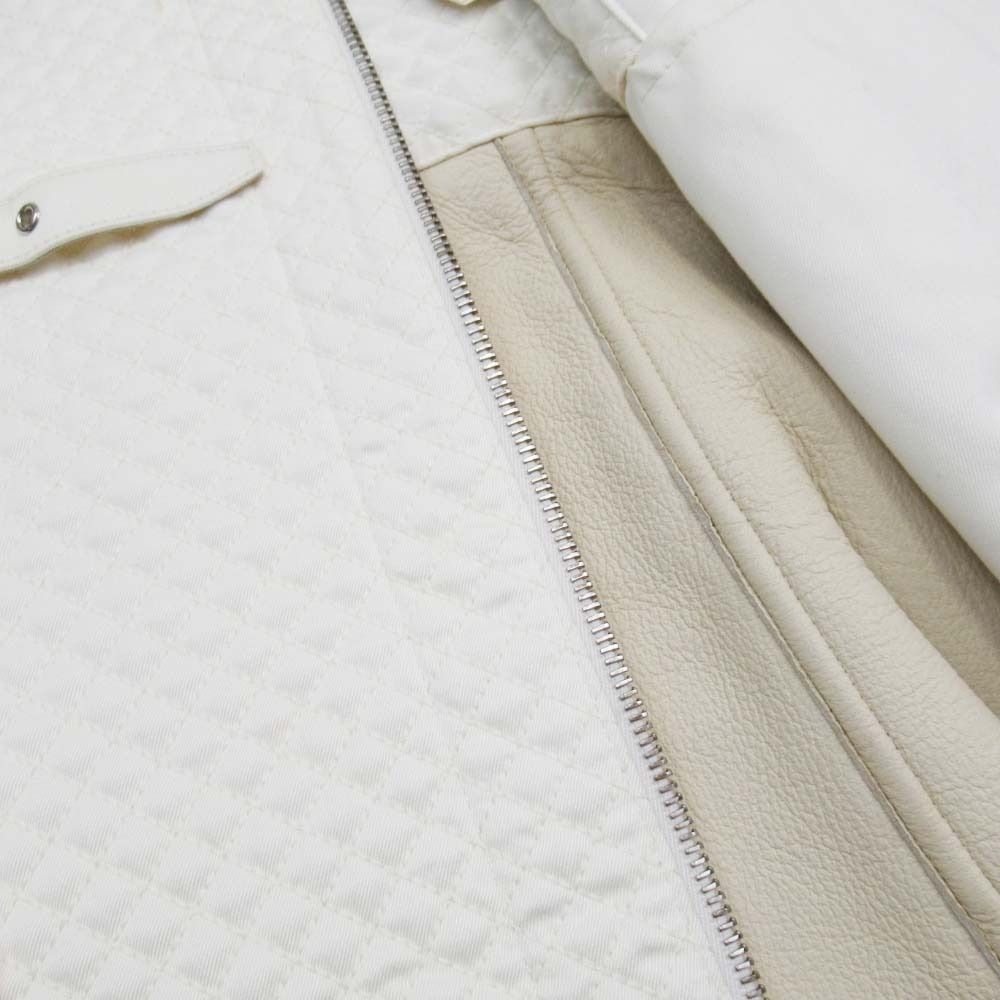 Hermes Shearling Boa Quilted Trim Coat Jacket Series Button 34 Off White