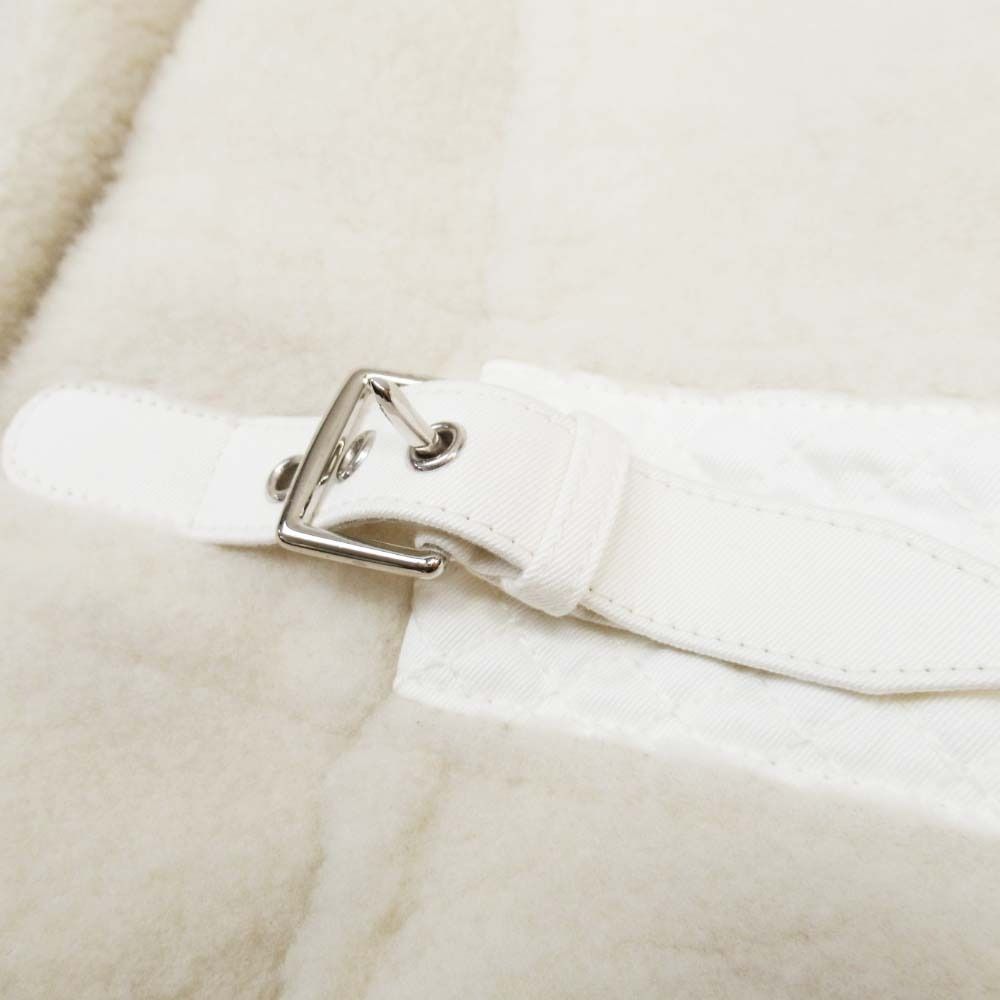 Hermes Shearling Boa Quilted Trim Coat Jacket Series Button 34 Off White