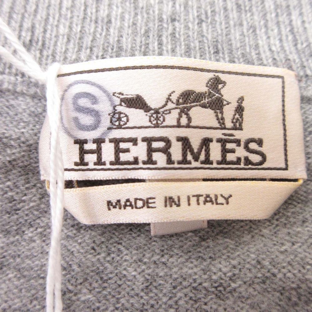 Hermes Cashmere Knit Leather Trim Sweater Pullover Crew Neck Long Sleeve Top XL