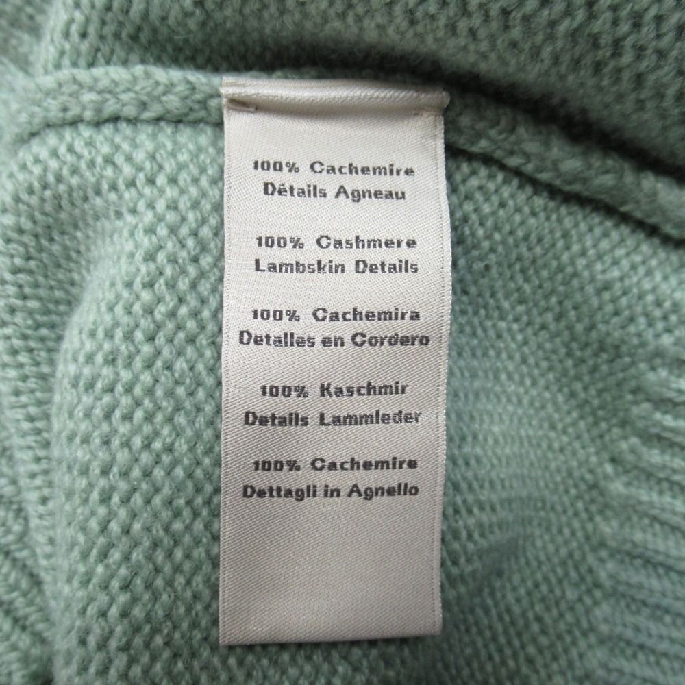 Hermes Cashmere 100% Knit Cardigan Leather Trim Braided Sweater Top S Green