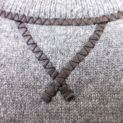 Hermes Cashmere Knit Leather Trim Sweater Pullover Crew Neck Long Sleeve Top XL