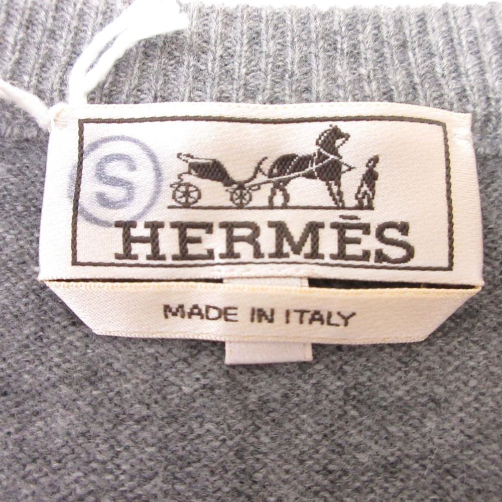 Hermes Cashmere Knit Leather Trim Sweater Pullover Crew Neck Long Sleeve Top XL