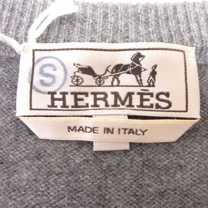Hermes Cashmere Knit Leather Trim Sweater Pullover Crew Neck Long Sleeve Top XL