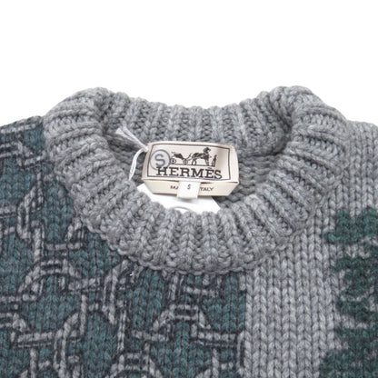 Hermes Decalcomanie Cashmere Knit Horse Tack Floral Pattern Middle Gauge