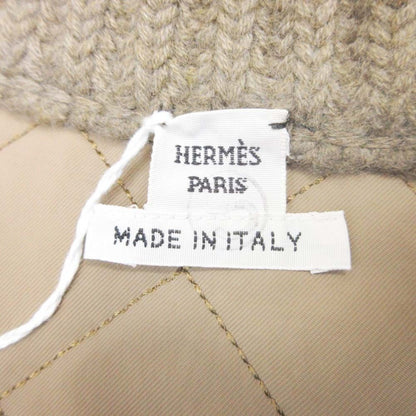 Hermes Logo Oversize Knit Quilted Lining Jacket Coat 40 Brown