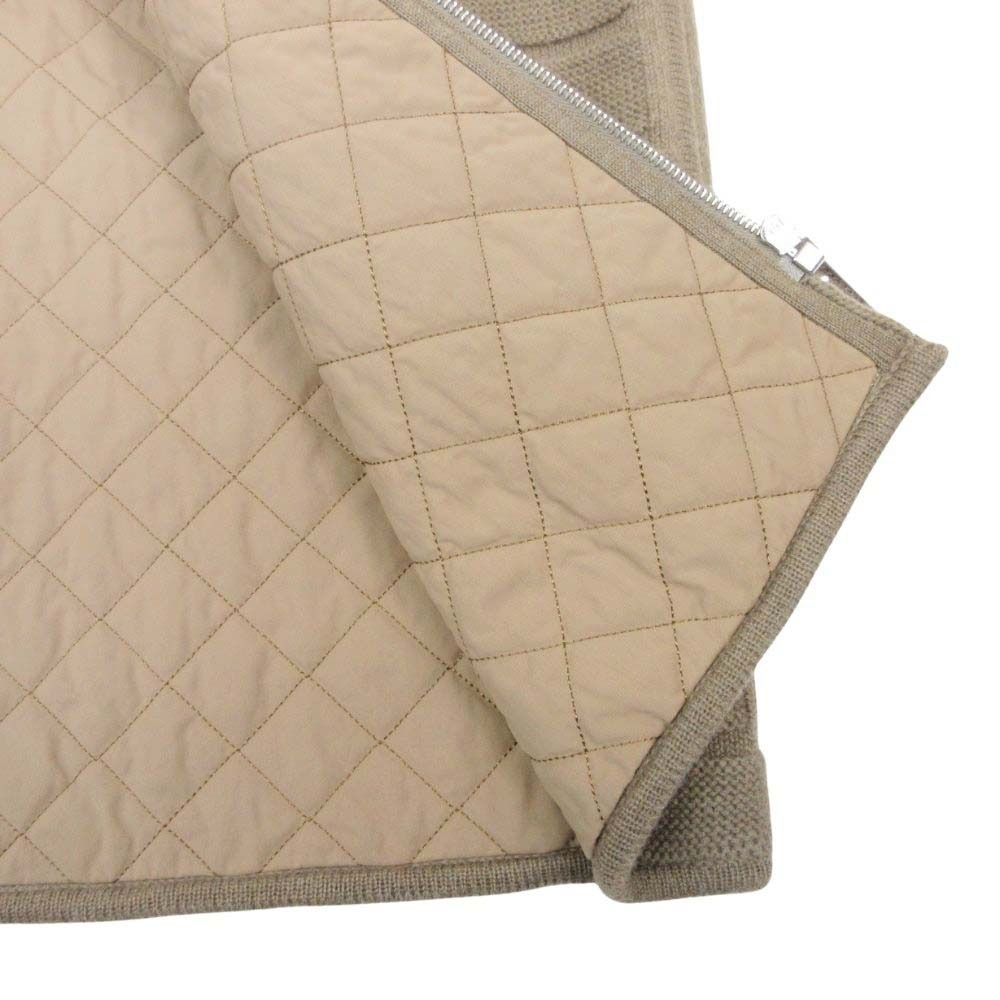 Hermes Logo Oversize Knit Quilted Lining Jacket Coat 40 Brown