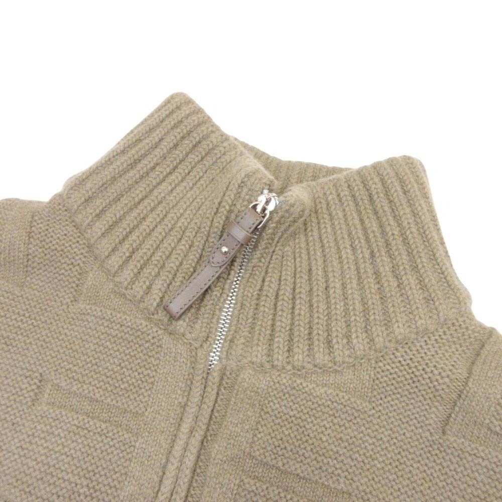 Hermes Logo Oversize Knit Quilted Lining Jacket Coat 40 Brown