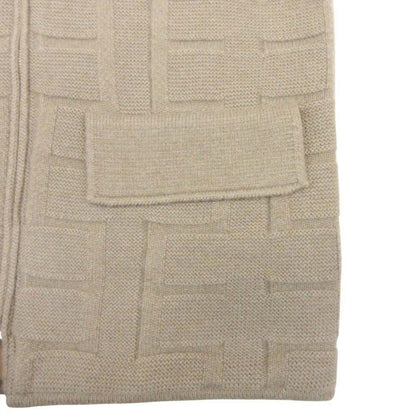 Hermes Logo Oversize Knit Quilted Lining Jacket Coat 40 Brown