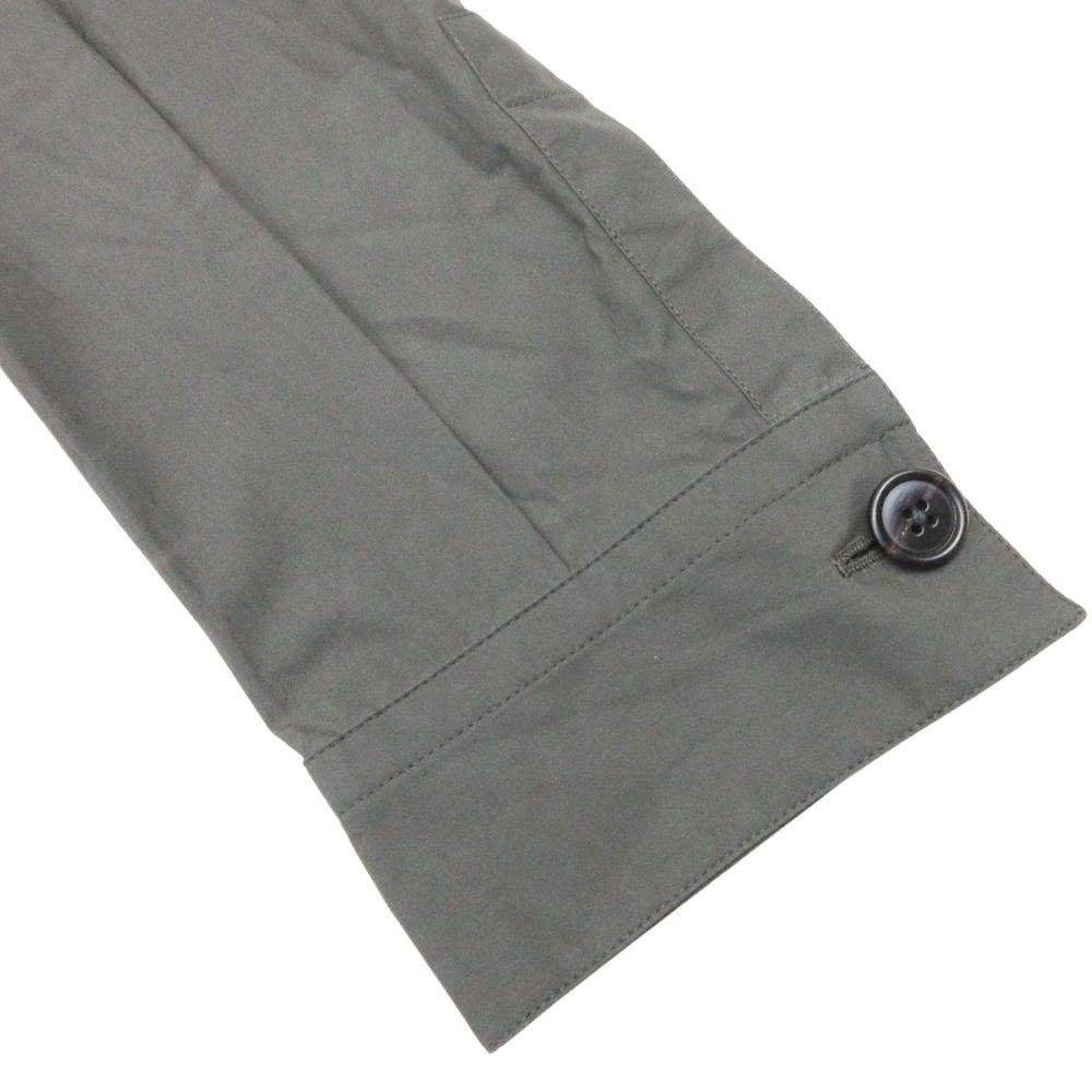 Hermes Cotton Tailored Jacket Single 2 Buttons Blue Leather Piping 50 Olive