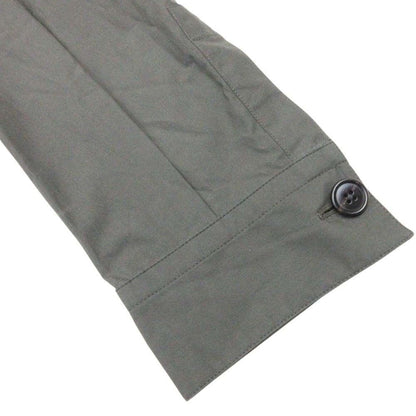 Hermes Cotton Tailored Jacket Single 2 Buttons Blue Leather Piping 50 Olive