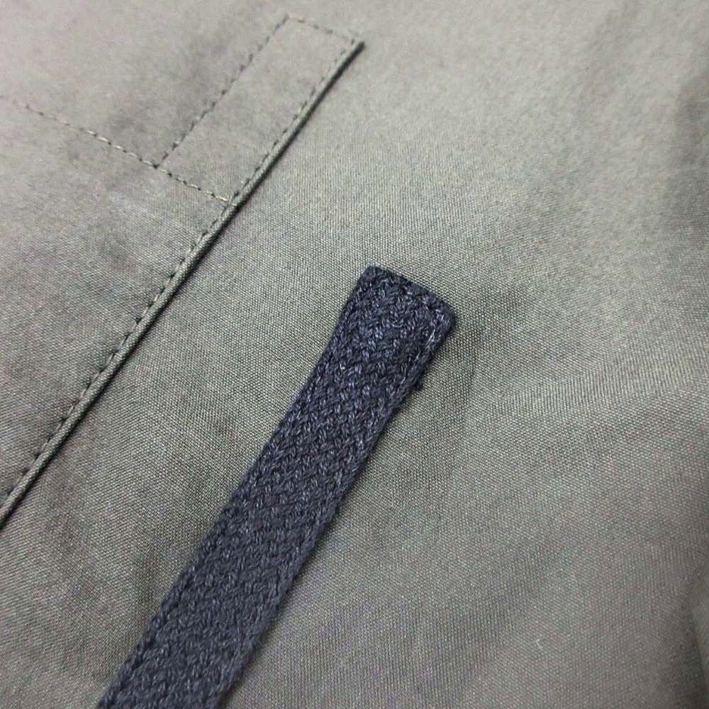Hermes Cotton Tailored Jacket Single 2 Buttons Blue Leather Piping 50 Olive
