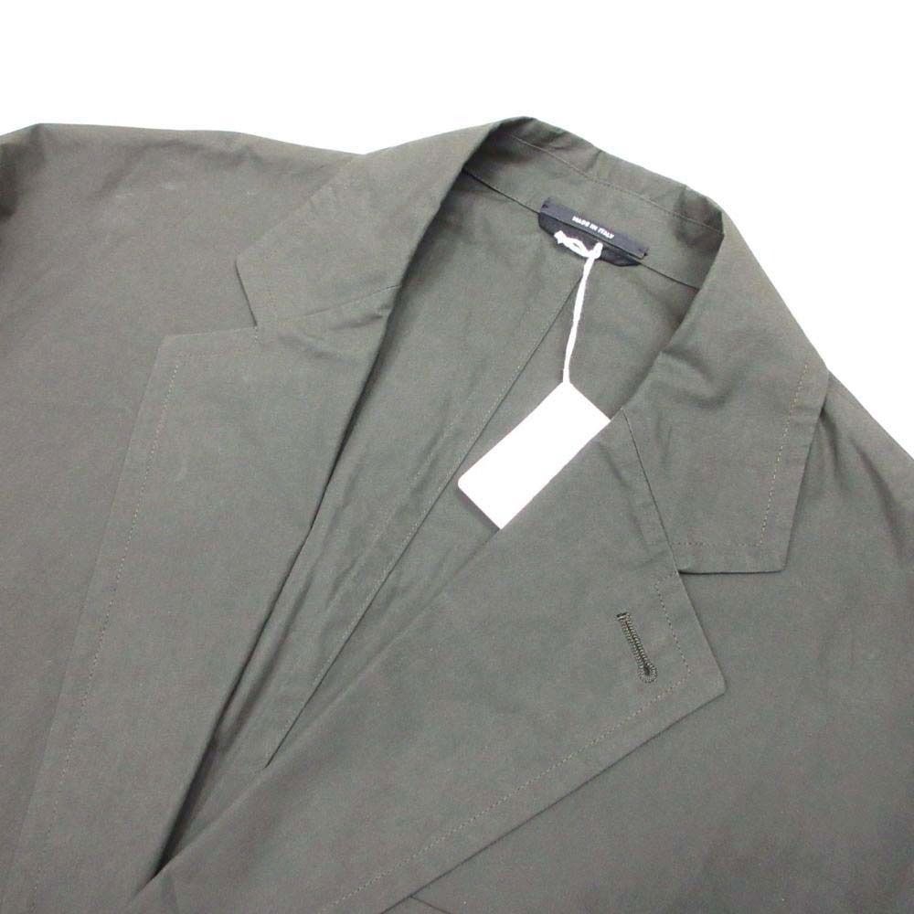 Hermes Cotton Tailored Jacket Single 2 Buttons Blue Leather Piping 50 Olive