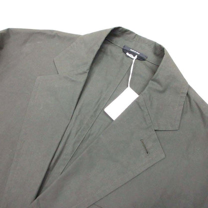 Hermes Cotton Tailored Jacket Single 2 Buttons Blue Leather Piping 50 Olive