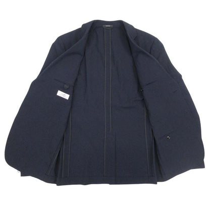 Hermes Wool Georgette Tailored Jacket Single Breasted 2 Buttons Leather 50 Dark