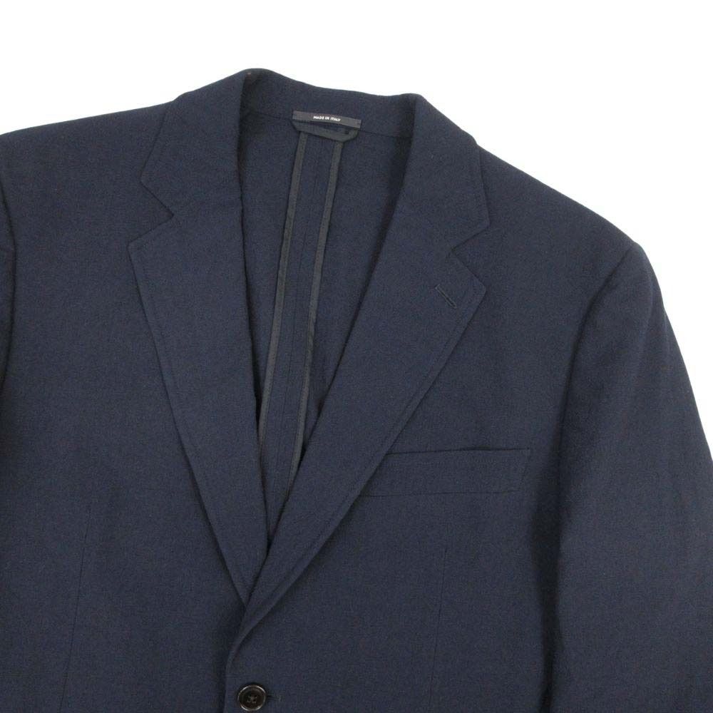 Hermes Wool Georgette Tailored Jacket Single Breasted 2 Buttons Leather 50 Dark