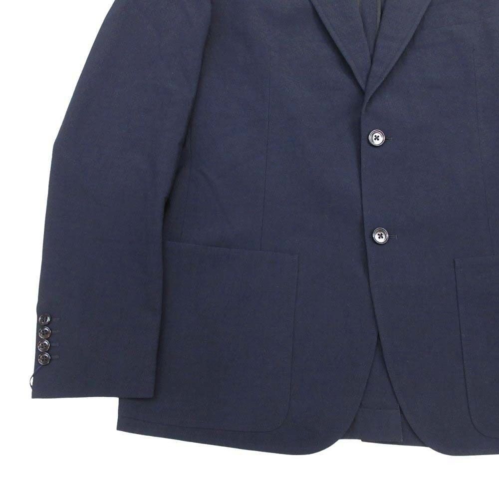 Hermes Wool Georgette Tailored Jacket Single Breasted 2 Buttons Leather 50 Dark
