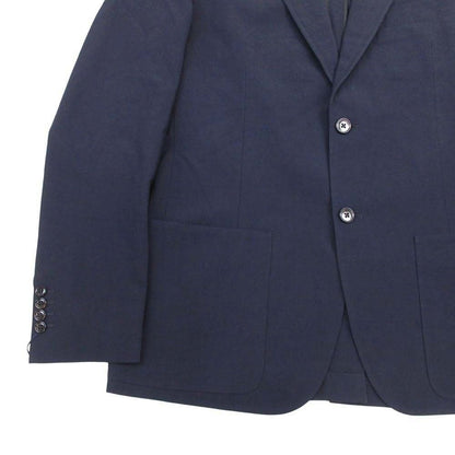 Hermes Wool Georgette Tailored Jacket Single Breasted 2 Buttons Leather 50 Dark