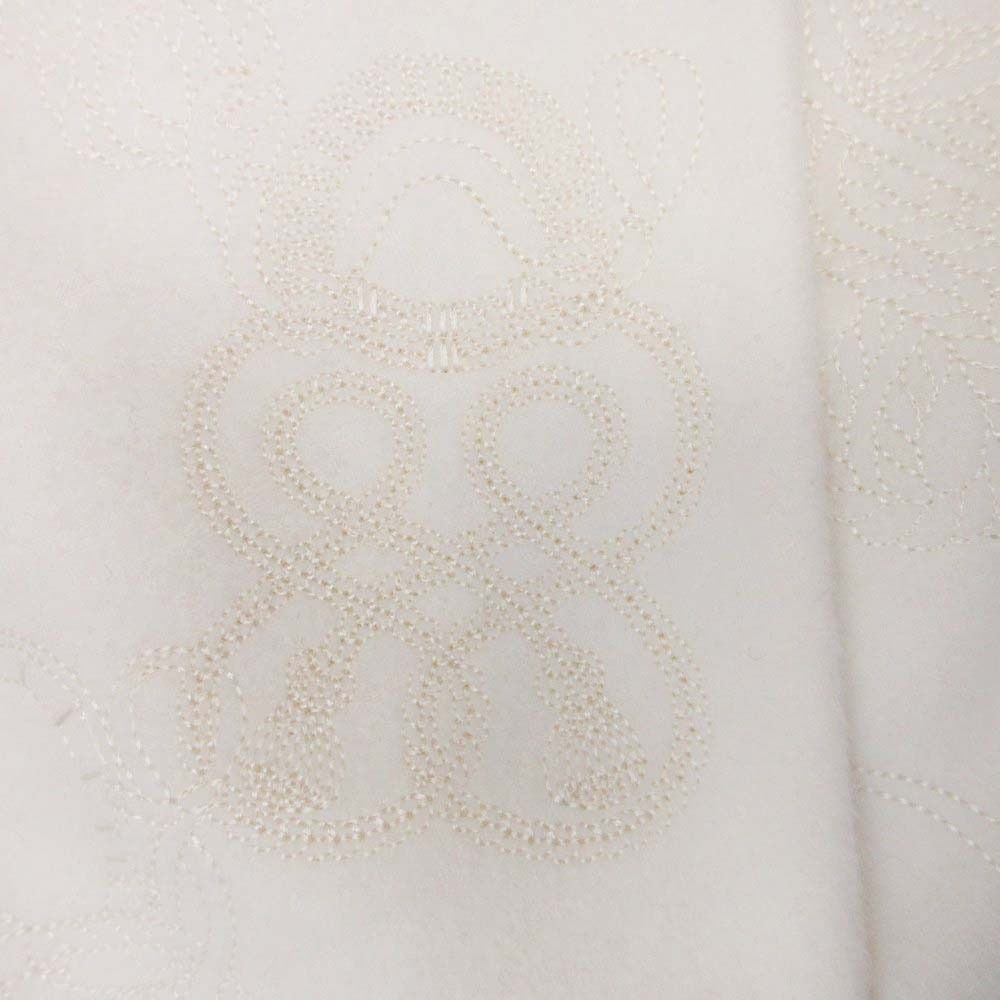 Hermes Cashmere Embroidery Double Face Long Coat Gown Jacket Haori 34 White Off