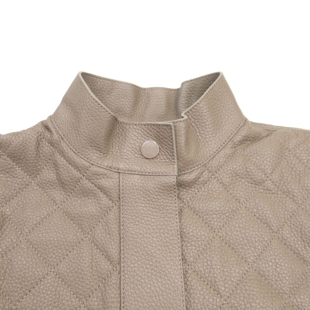 Hermes Deerskin Quilted Riders Jacket Series Button 34 Gray