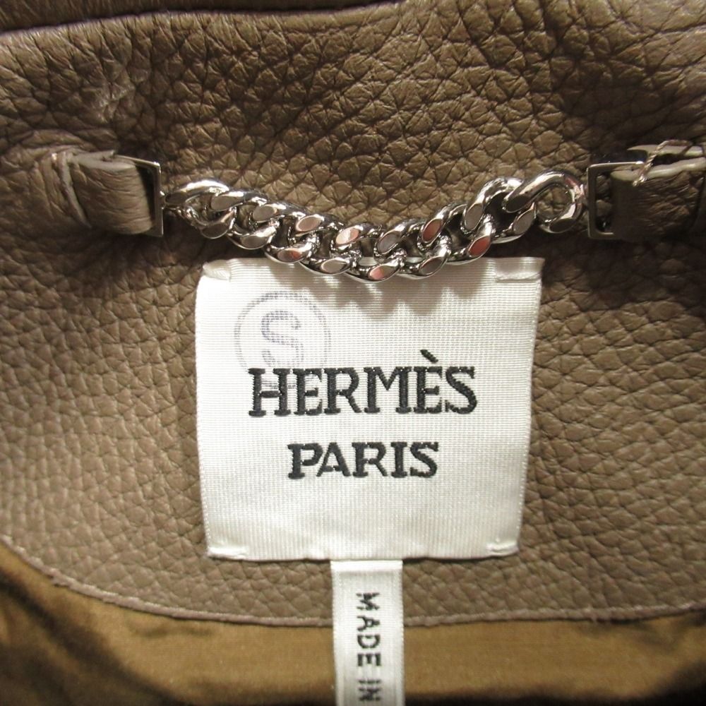 Hermes Deerskin Quilted Riders Jacket Series Button 34 Gray
