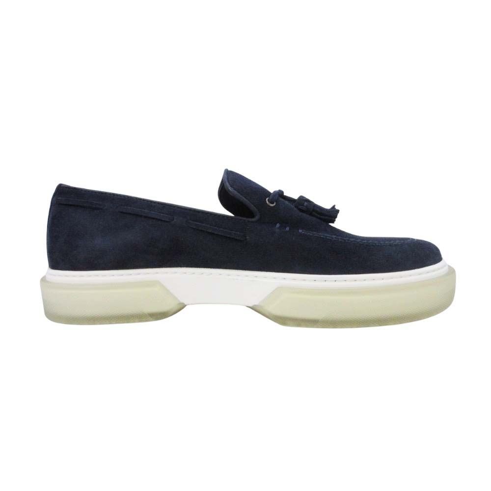 Hermes Suede Tassel Slip on Loafers Sneakers Shoes 40.5 Navy