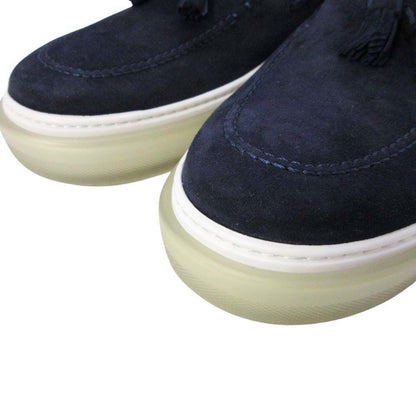 Hermes Suede Tassel Slip on Loafers Sneakers Shoes 40.5 Navy