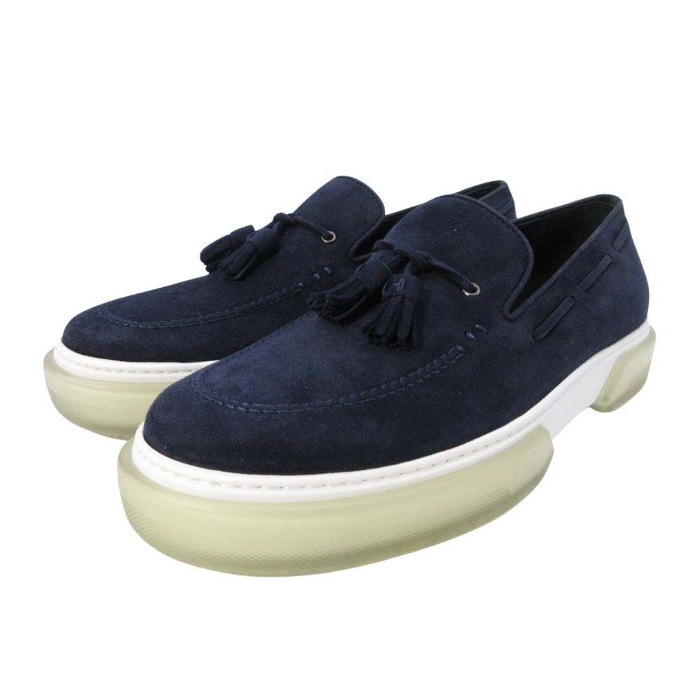 Hermes Suede Tassel Slip on Loafers Sneakers Shoes 40.5 Navy