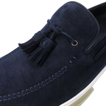 Hermes Suede Tassel Slip on Loafers Sneakers Shoes 40.5 Navy