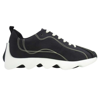 Hermes Envol Thick Sole Sneakers Stitch Nylon Canvas Shoes 41.5 Black