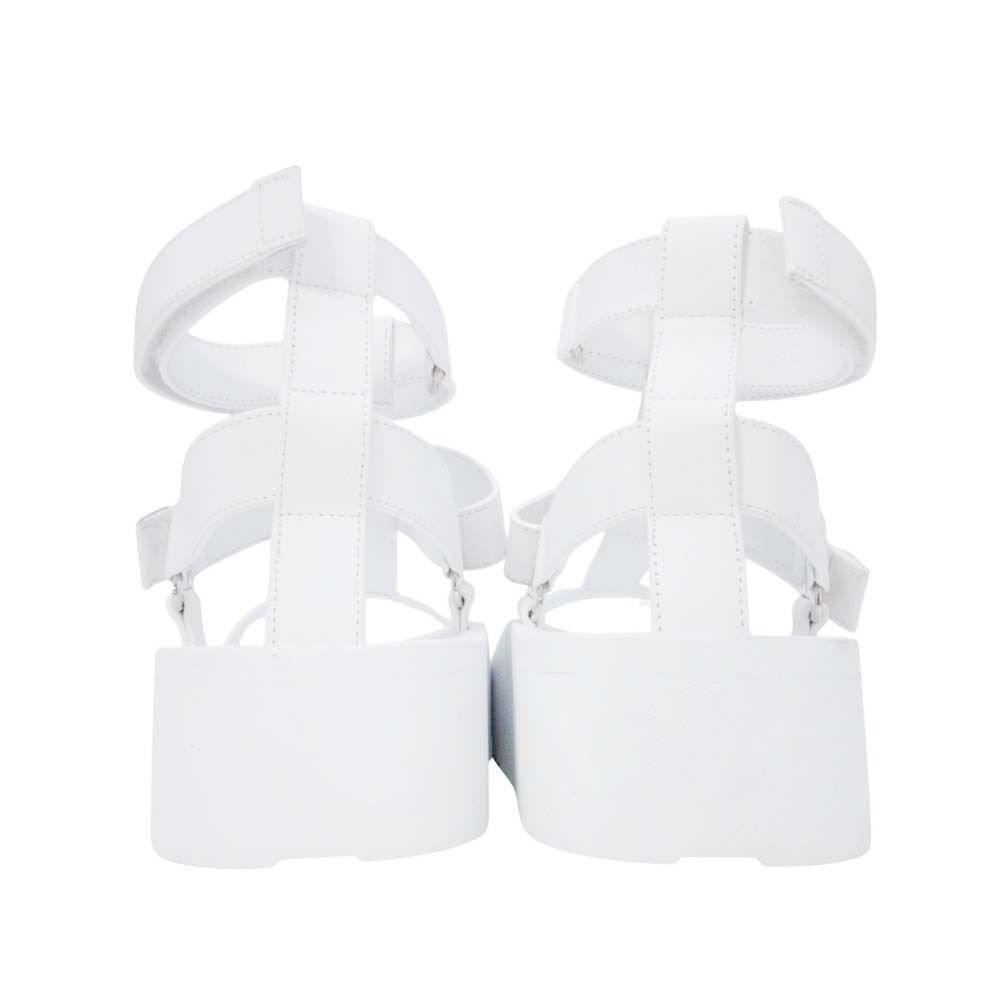 Hermes Enid Thick Sole Sandals Shoes Platform Diamant Buckle 37 White