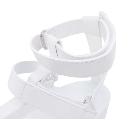 Hermes Enid Thick Sole Sandals Shoes Platform Diamant Buckle 37 White