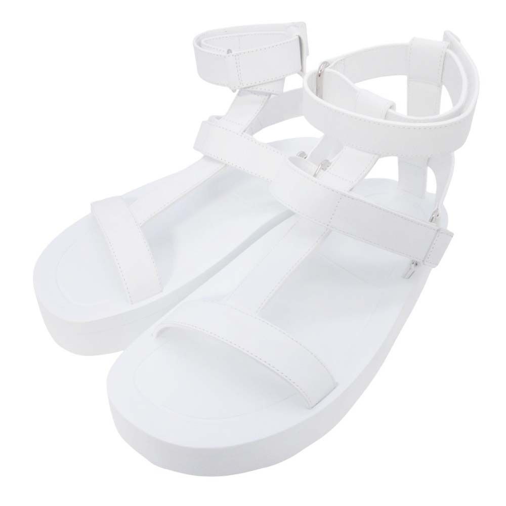 Hermes Enid Thick Sole Sandals Shoes Platform Diamant Buckle 37 White