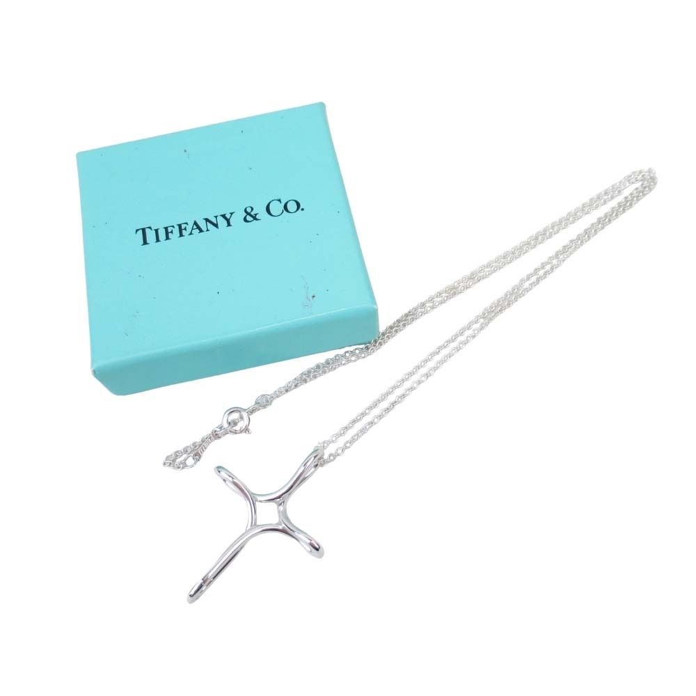 Tiffany & Co Open Cross Necklace Pendant Infinity Silver