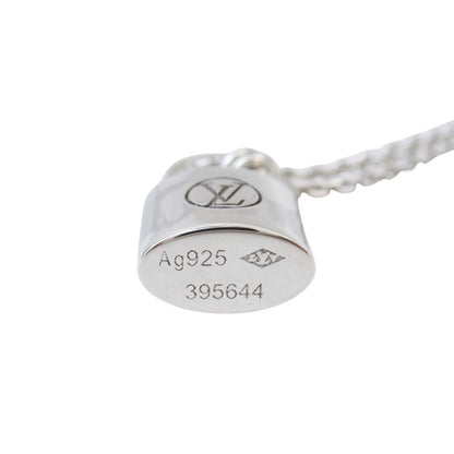 Louis Vuitton LV Logo Pendentif Lockit Necklace Padlock Silver