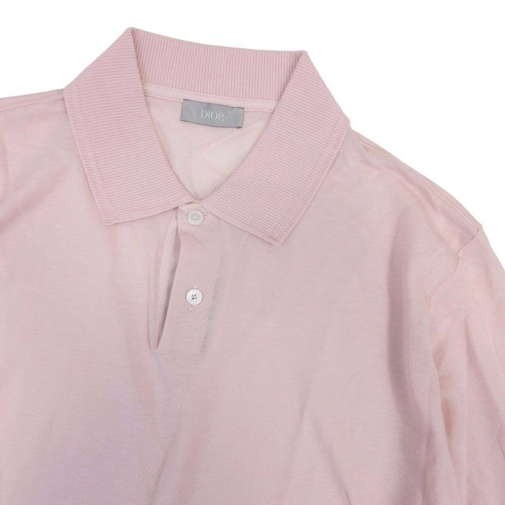 Dior Homme Lightweight Cotton Knit Polo Long Sleeve Shirt Top S Baby Pink